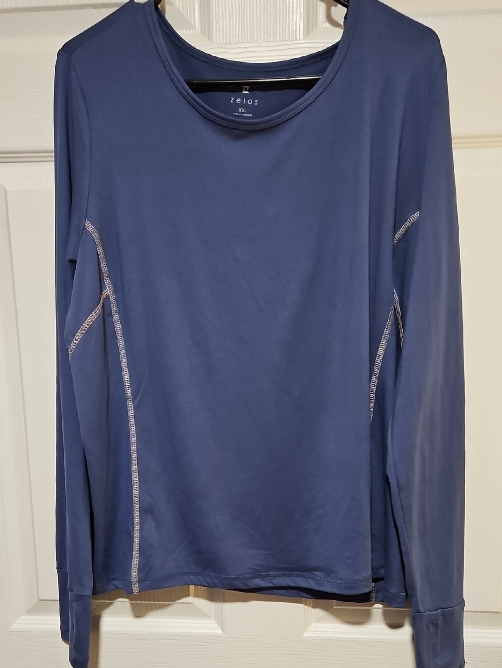 ZELOS Women's Long Sleeve Crew Neck Top - Blue
